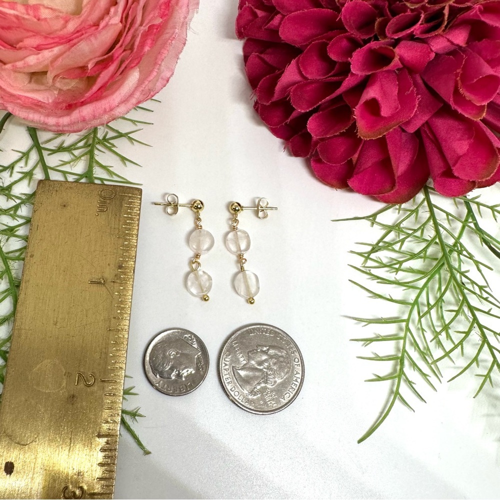 NEW⚜️Clear Quartz Beaded Drop Earrings - Picture 5 of 5